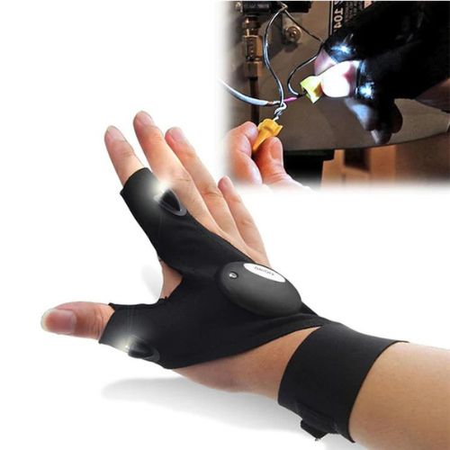 LED Fingerless Work Gloves with Built-In waterproof fingertip flashlight