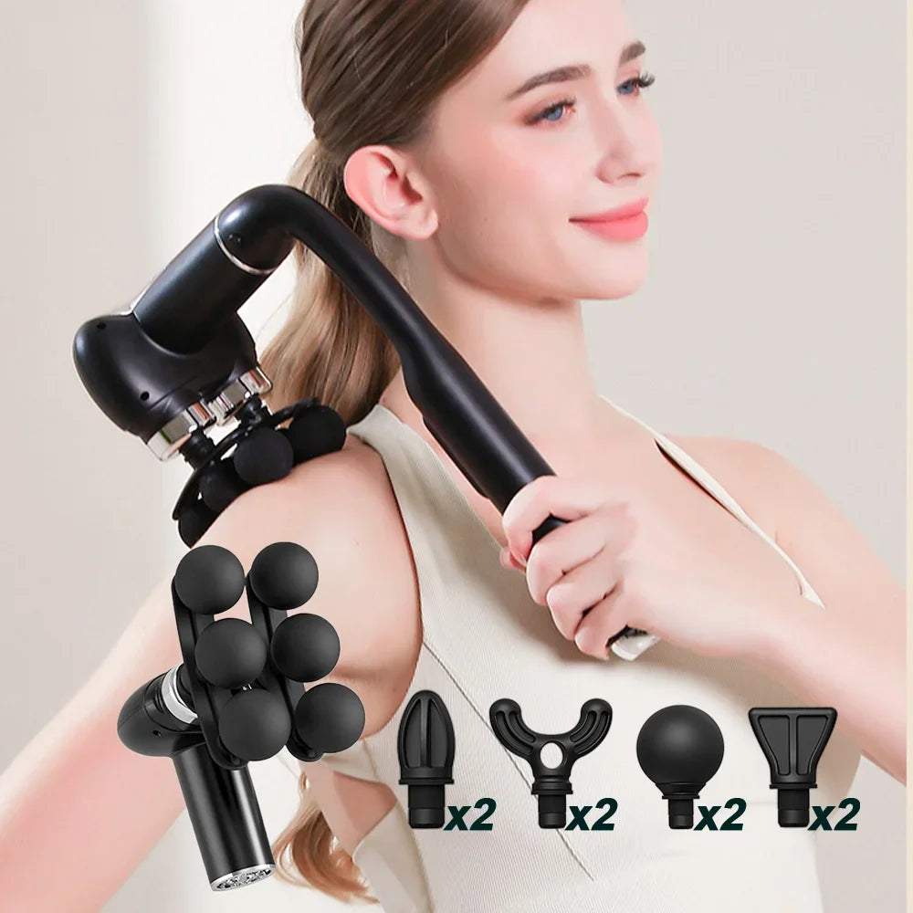6-Head Handheld Fascia Gun – Deep Muscle Percussion Massager