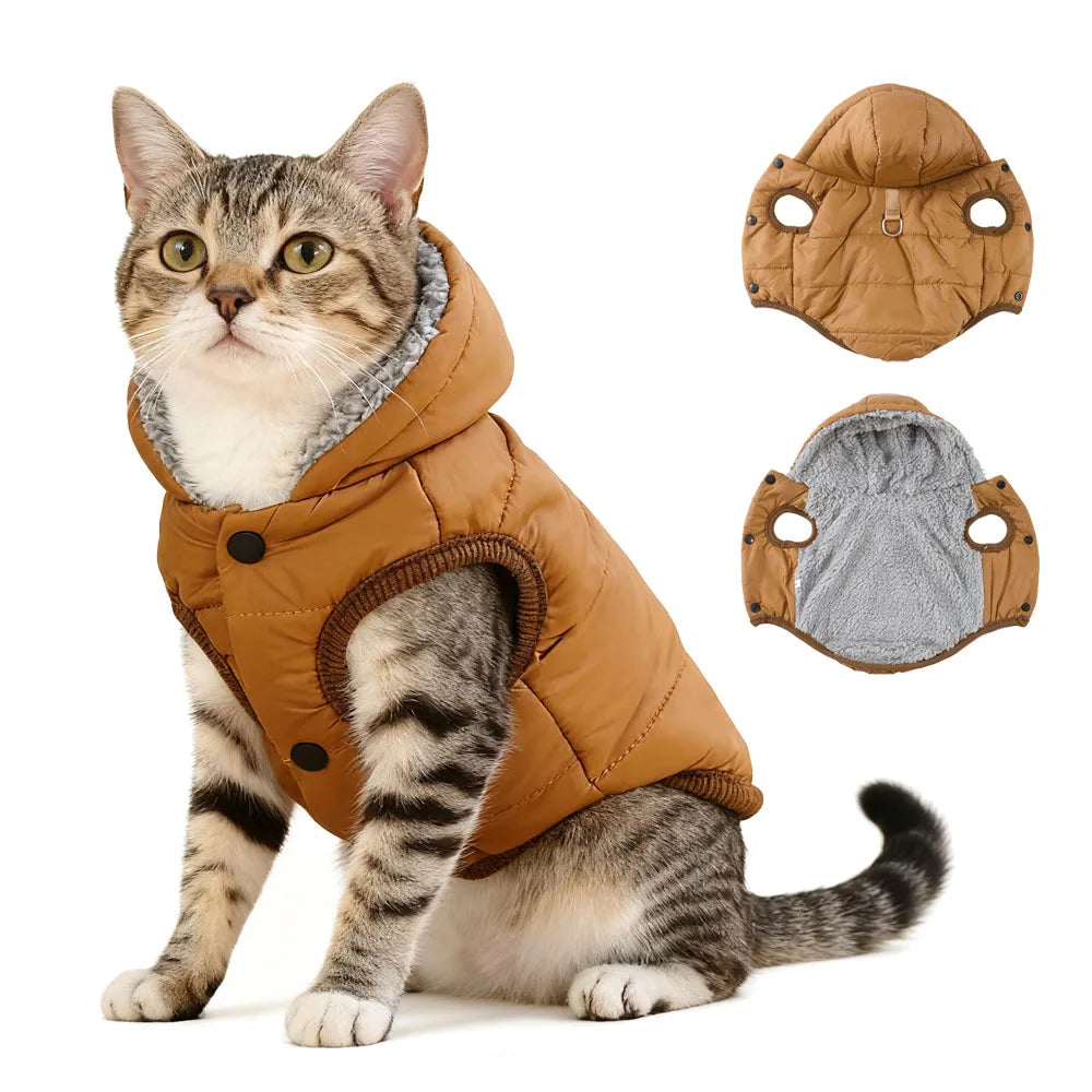 Hooded – Windproof fleece pet jacket for small dogs and cat, XS to XL