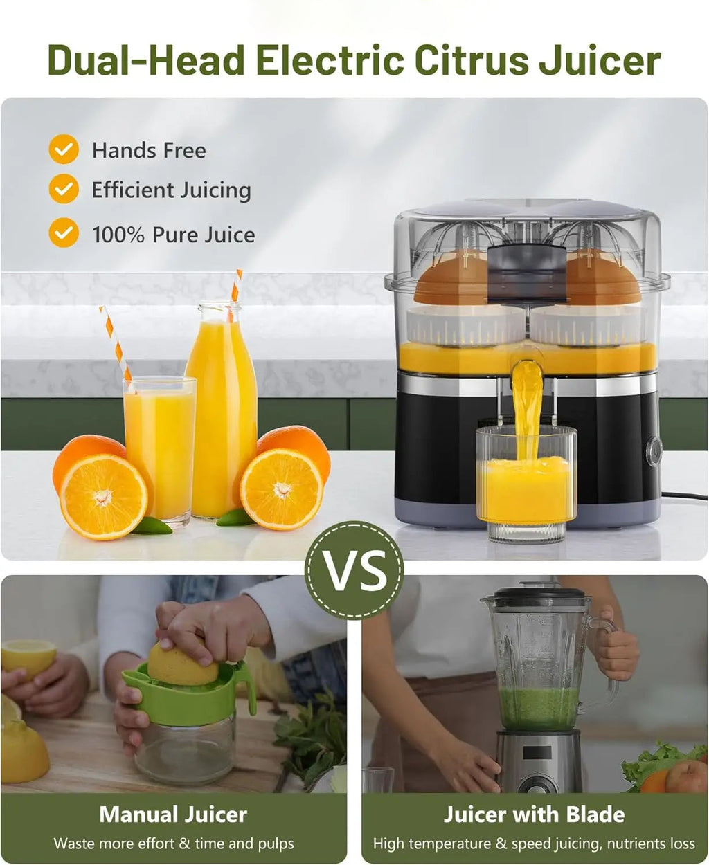 Dual Head Electric Citrus Juicer – Fast & Powerful