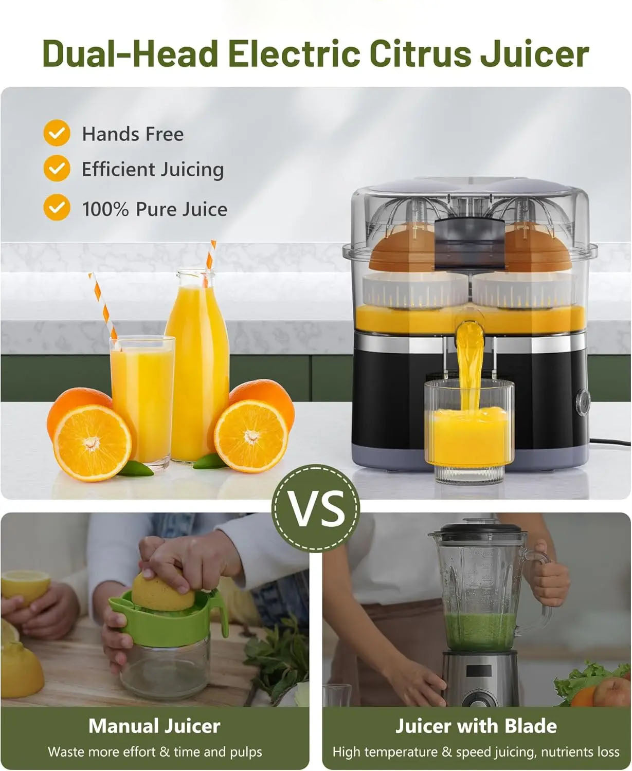 Dual Head Electric Citrus Juicer – Fast & Powerful