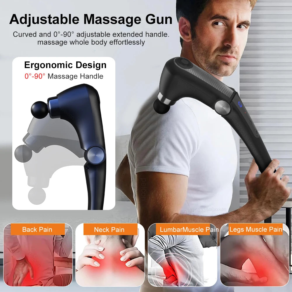 Fascia Massage Gun with Extension Handle – 10 Heads, 9 Speed Levels