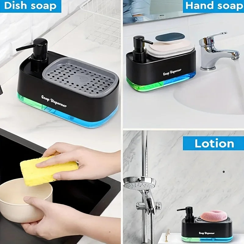 3-in-1 Dual Soap Dispenser Set with Sponge Holder