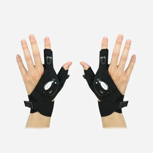 LED Fingerless Work Gloves with Built-In waterproof fingertip flashlight