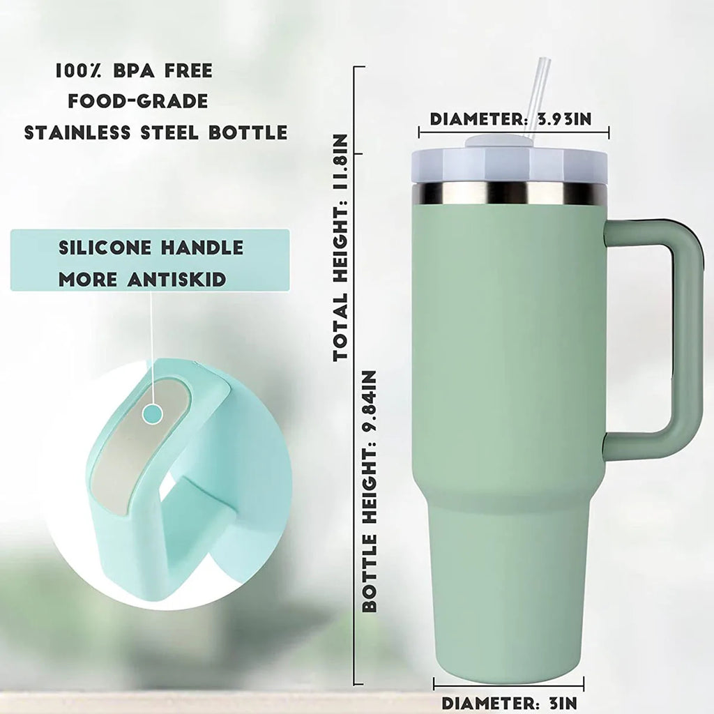 40oz Insulated Tumbler with Handle & Straw – Hot & Cold