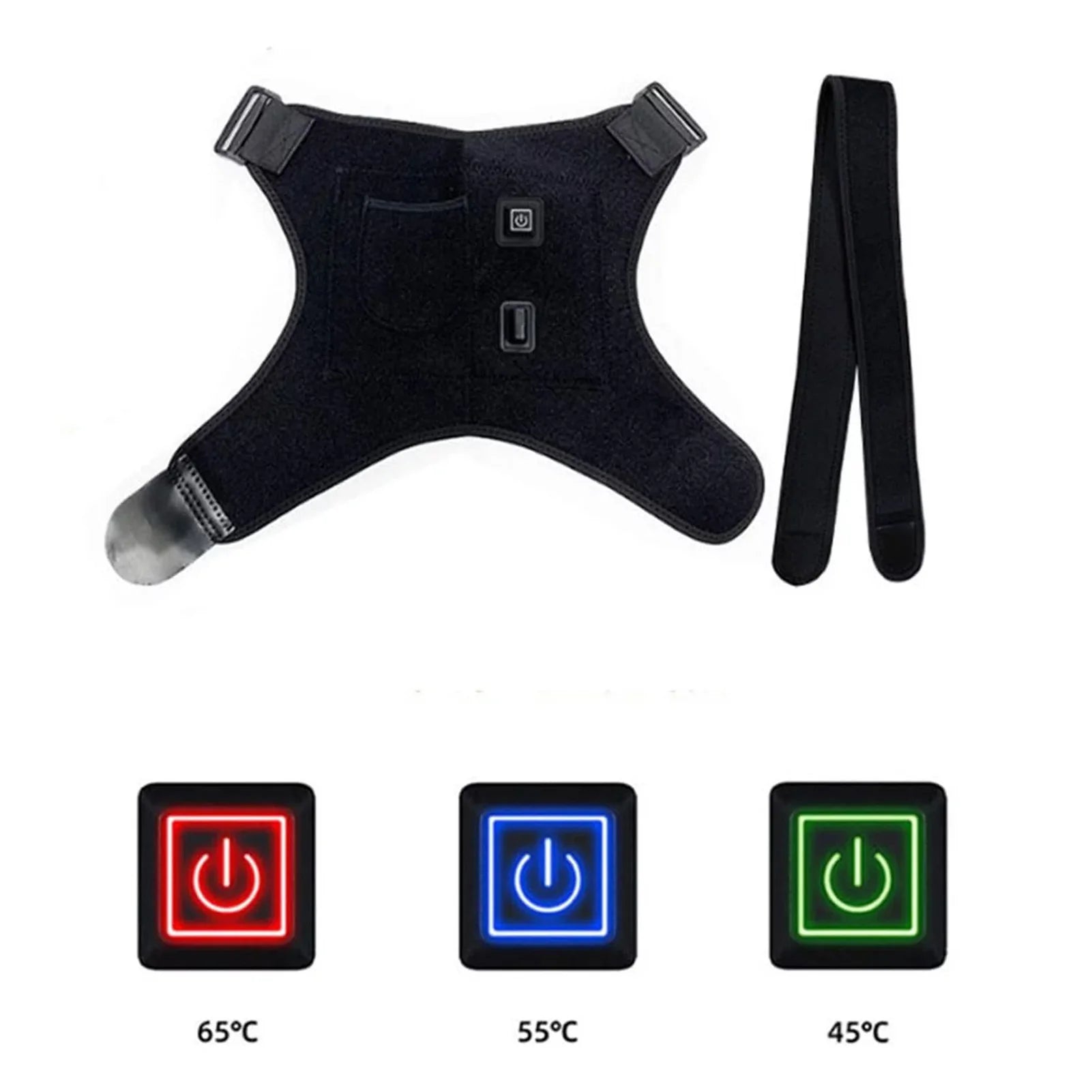 USB Heated Shoulder Brace – Infrared Rotator Cuff Heating Pad with 3 Heat Settings