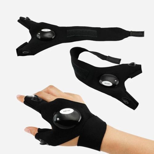 LED Fingerless Work Gloves with Built-In waterproof fingertip flashlight