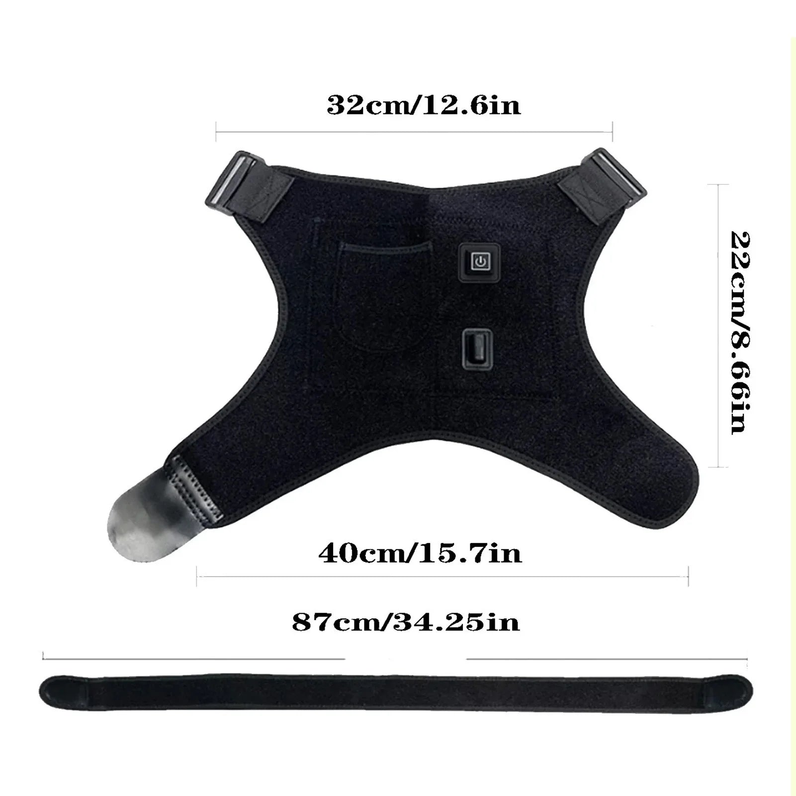 USB Heated Shoulder Brace – Infrared Rotator Cuff Heating Pad with 3 Heat Settings