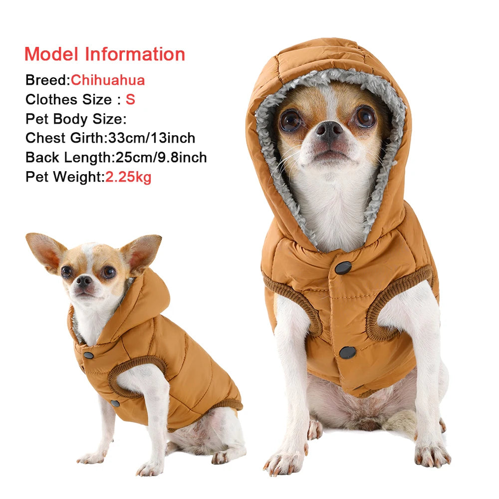 Hooded – Windproof fleece pet jacket for small dogs and cat, XS to XL