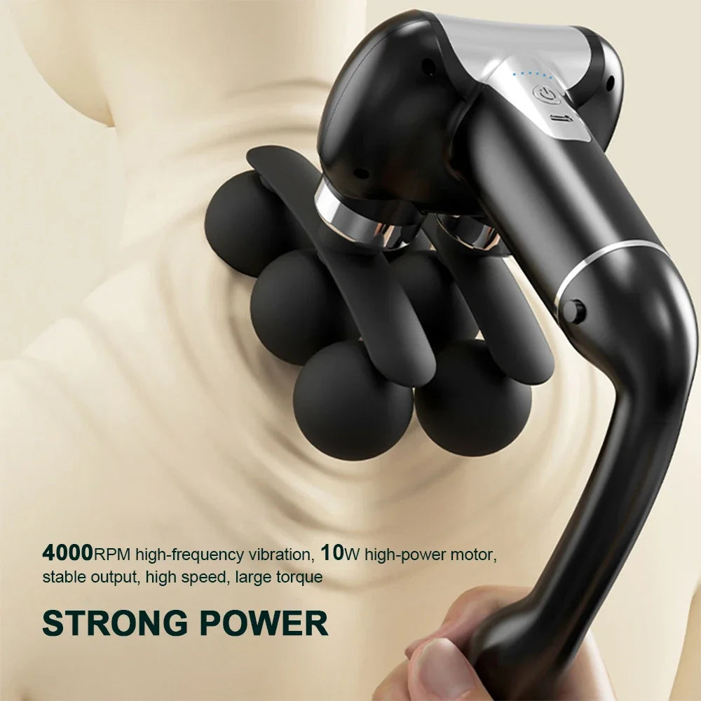 6-Head Handheld Fascia Gun – Deep Muscle Percussion Massager