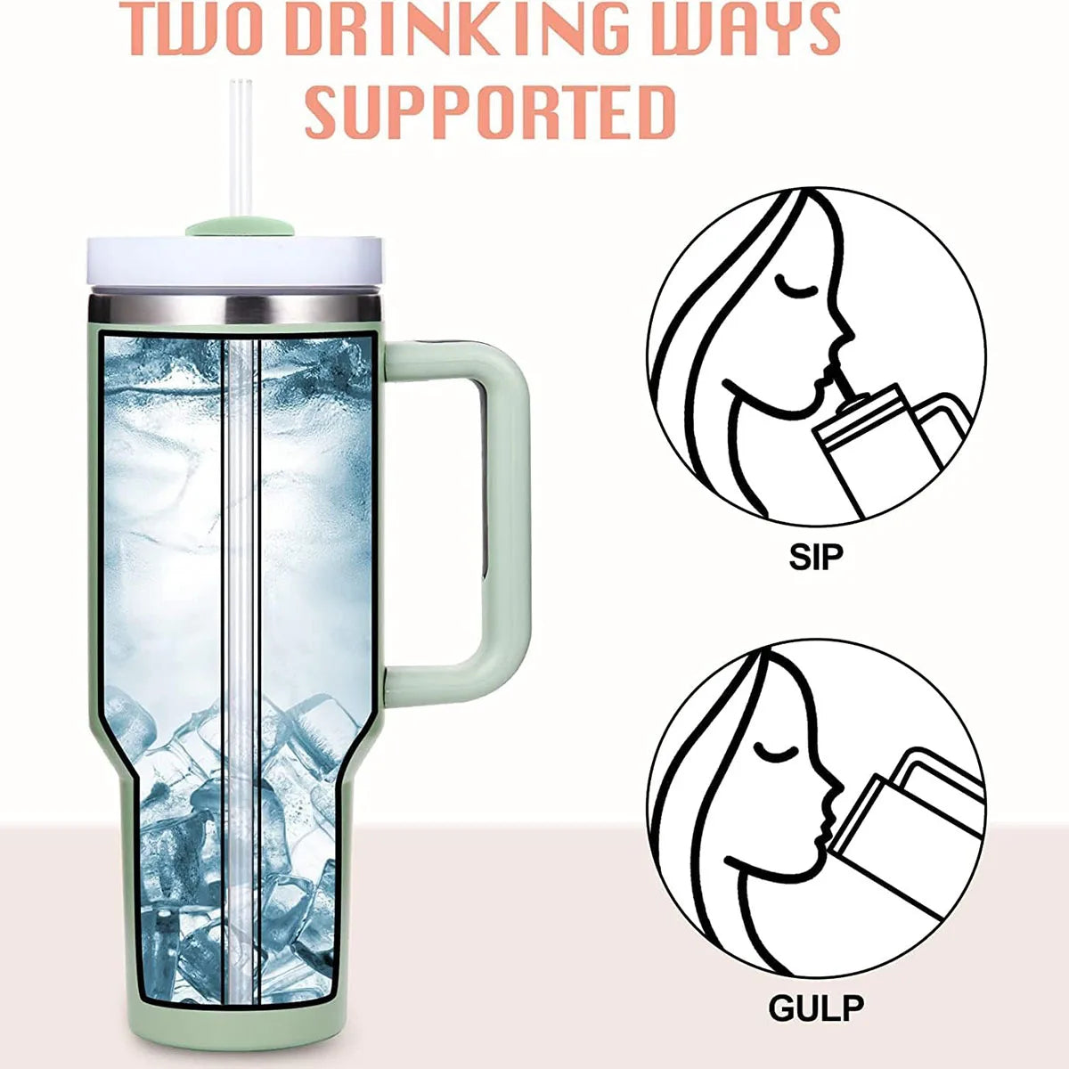 40oz Insulated Tumbler with Handle & Straw – Hot & Cold