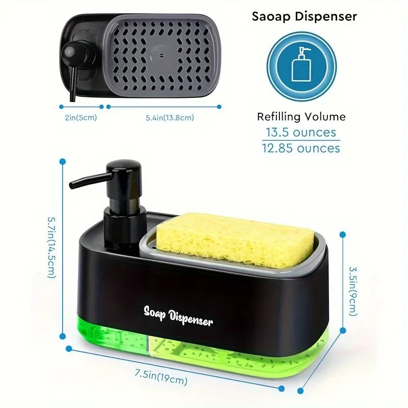 3-in-1 Dual Soap Dispenser Set with Sponge Holder