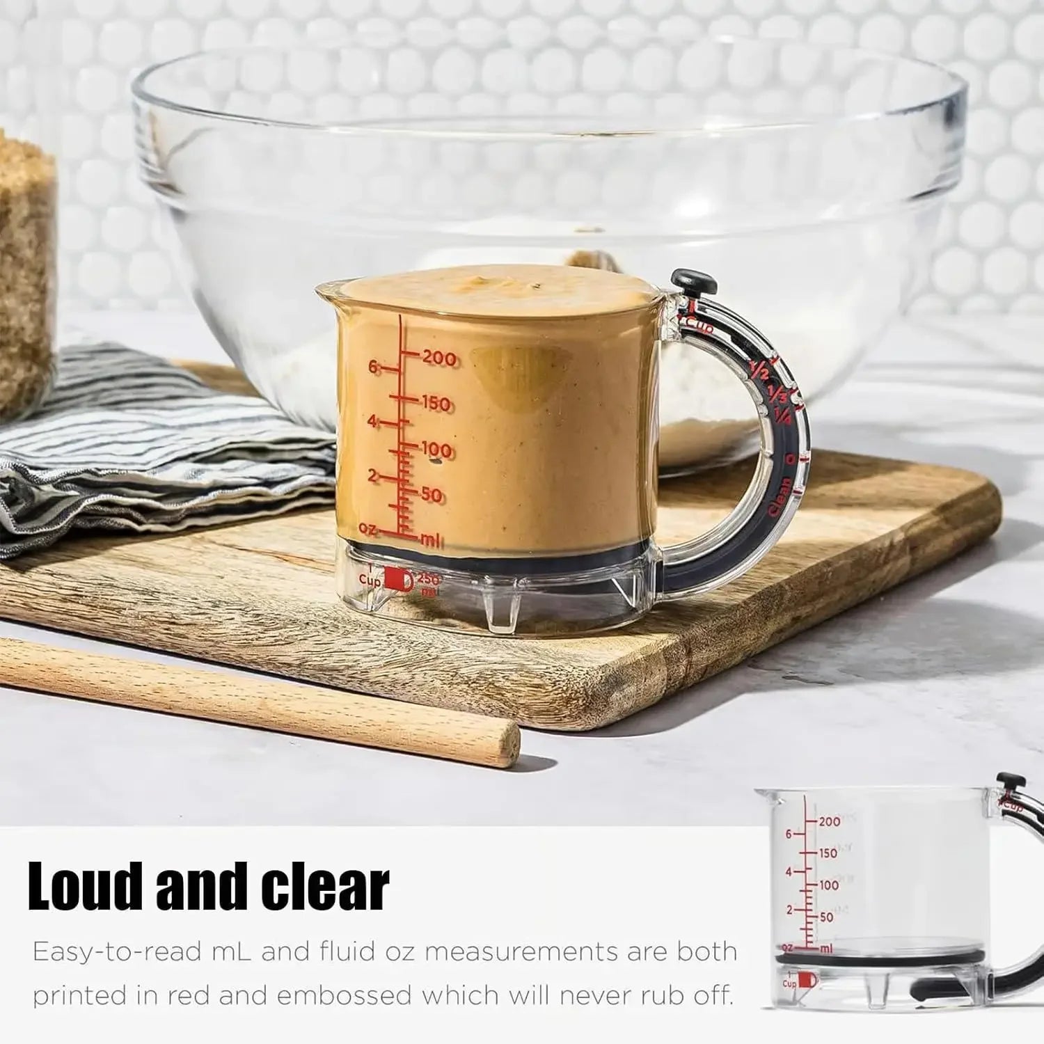 4-in-1 Adjustable Measuring Cup – 200ml with Precise Scale